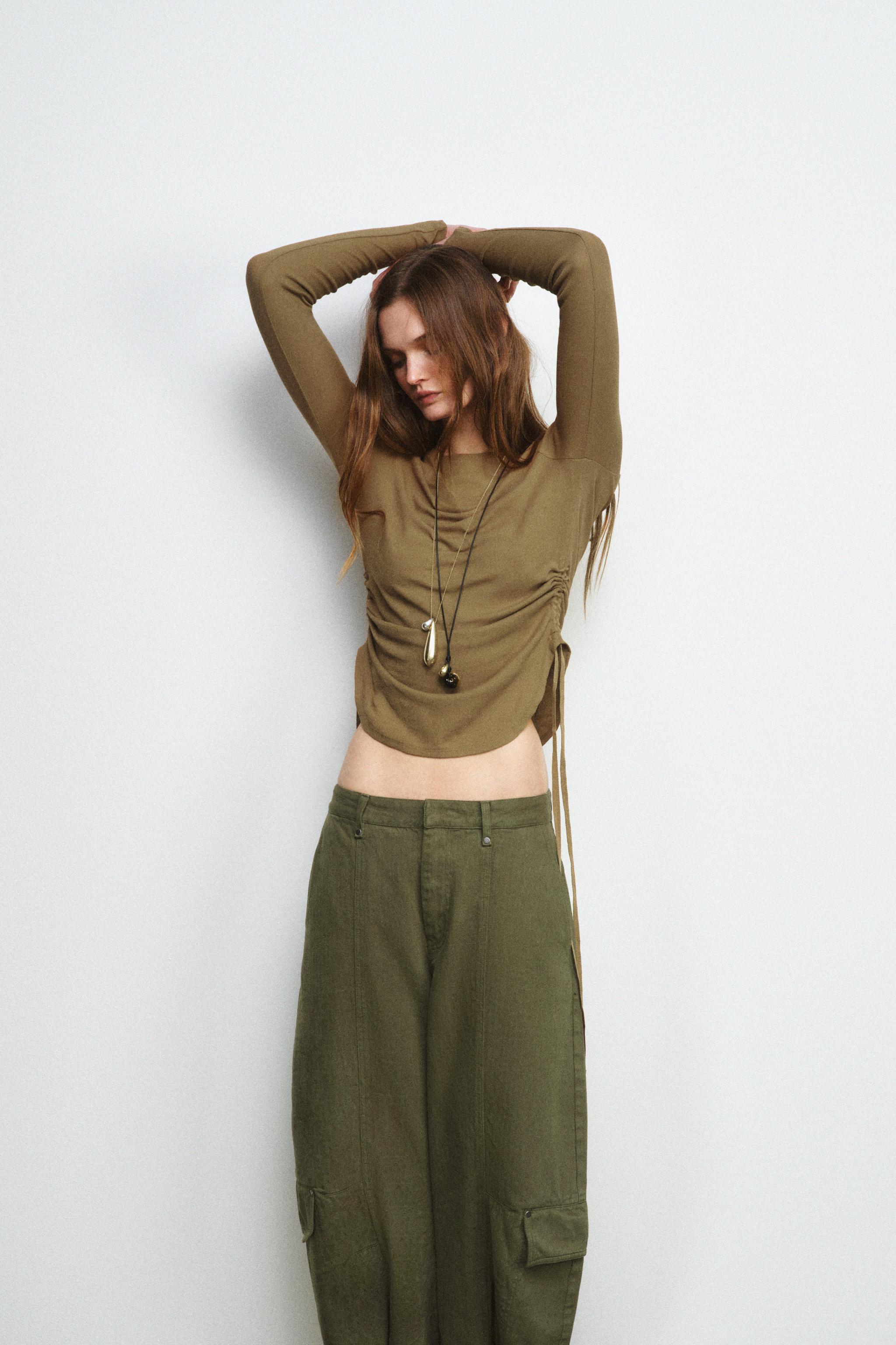 RUSTIC T-SHIRT WITH DRAWSTRINGS